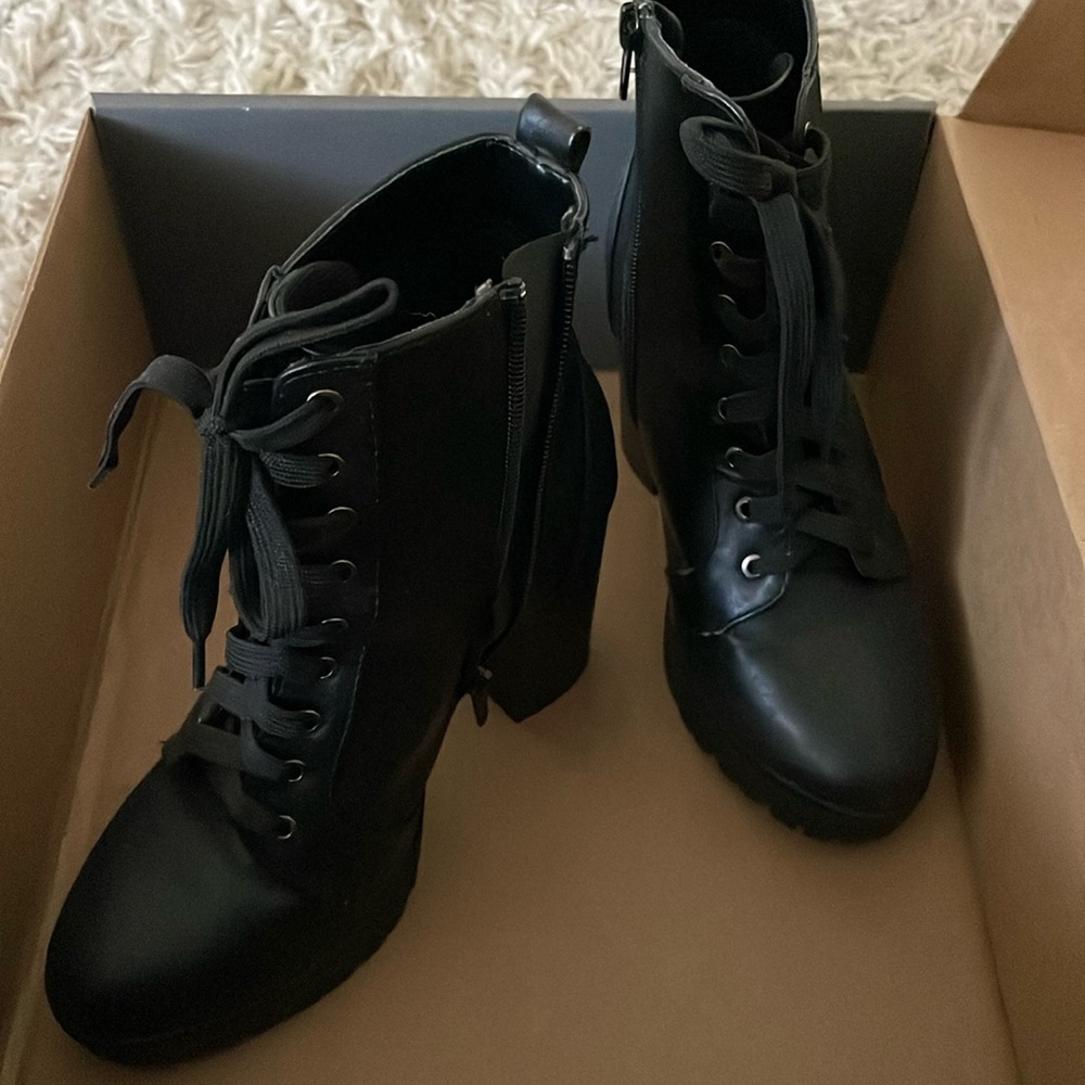 Black Heeled Combat Boots